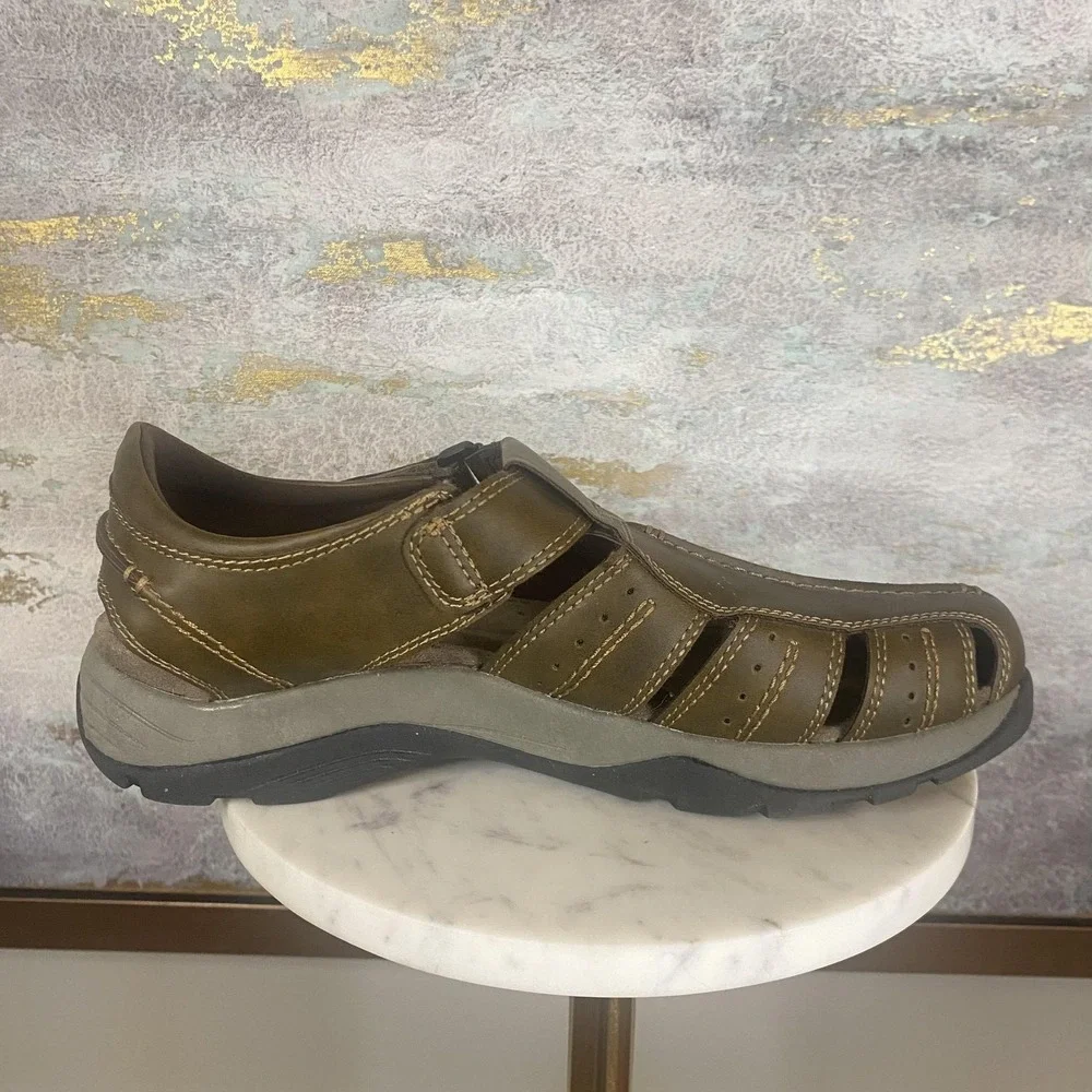 Earth Spirit Gelron Sandals Mens Size 11 Brown Fisherman Slip On Hook & Loop